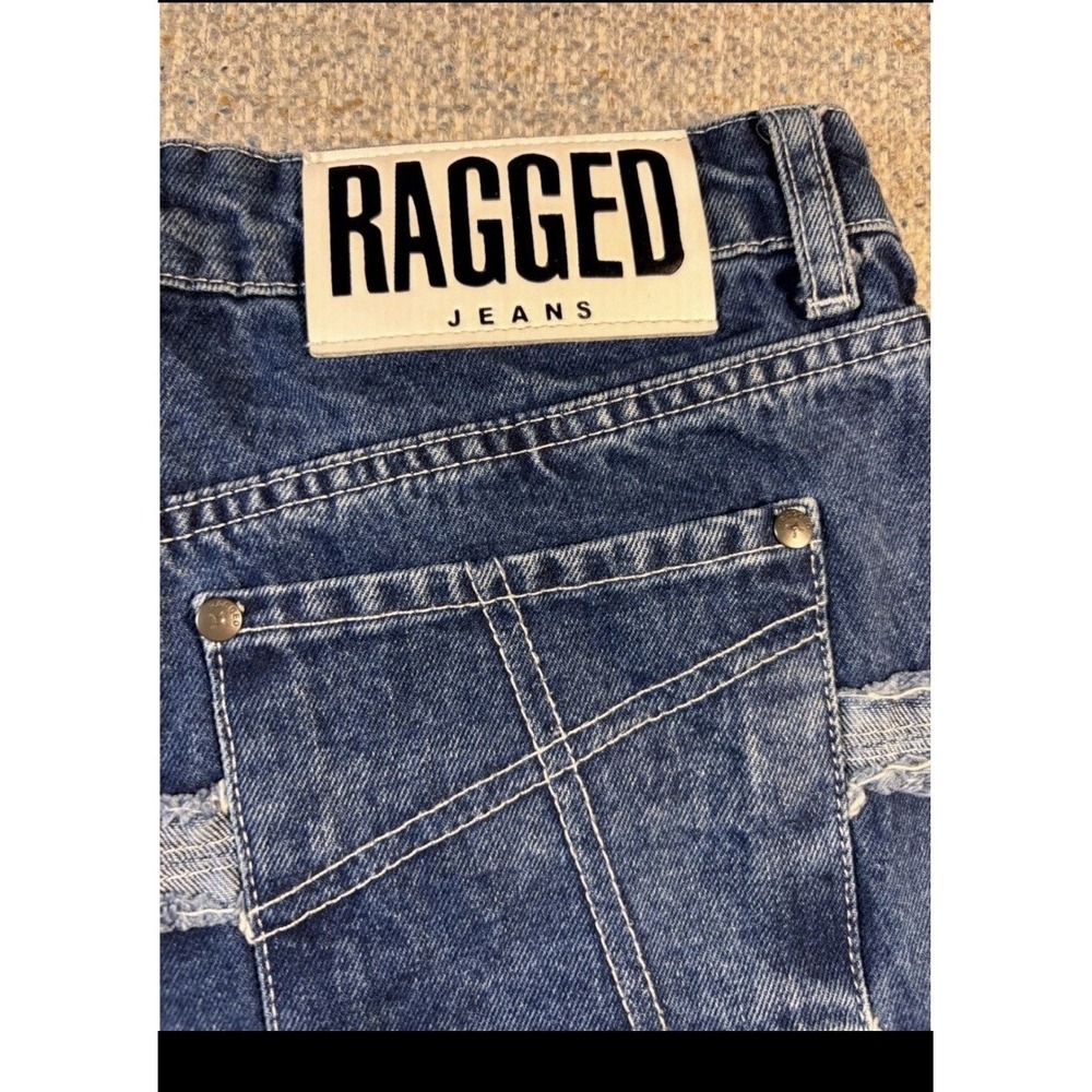 Ragged Jeans Y2K Wide Leg Blue Denim Striped Jeans Womens Size 26 - Picture 5 of 8